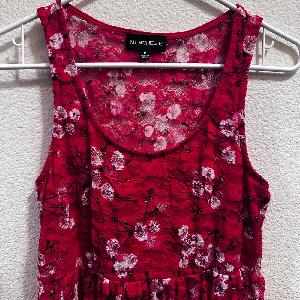 My Michelle Red Floral Lace Top